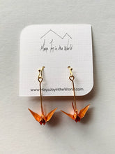 Load image into Gallery viewer, Metallic Orange Crane Earrings