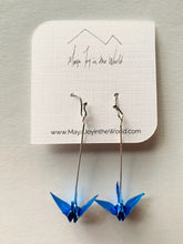 Load image into Gallery viewer, Metallic Blue Crane Earrings