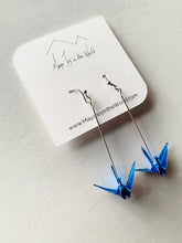Load image into Gallery viewer, Metallic Blue Crane Earrings