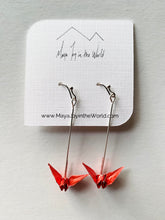 Load image into Gallery viewer, Metallic Red Crane Earrings