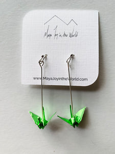 Metallic Light Green Crane Earrings