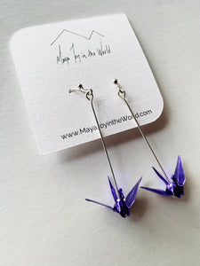 Metallic Purple Crane Earrings