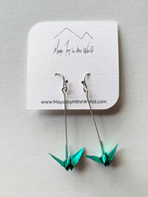 Load image into Gallery viewer, Metallic Green Crane Earrings
