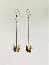 Load image into Gallery viewer, Blue &amp; Yellow Crane Earrings