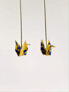 Blue & Yellow Crane Earrings