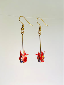 Red Multi Color Crane Earrings