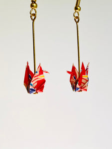 Red Multi Color Crane Earrings
