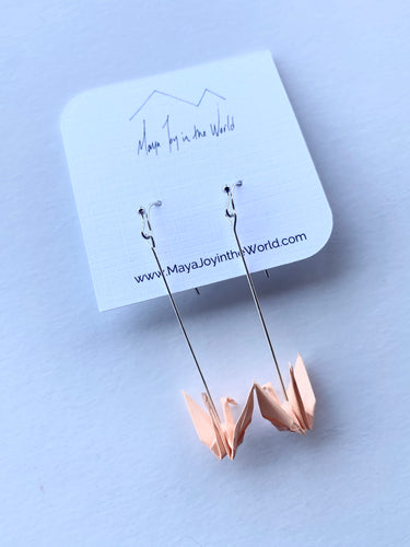 Peach Crane Earrings