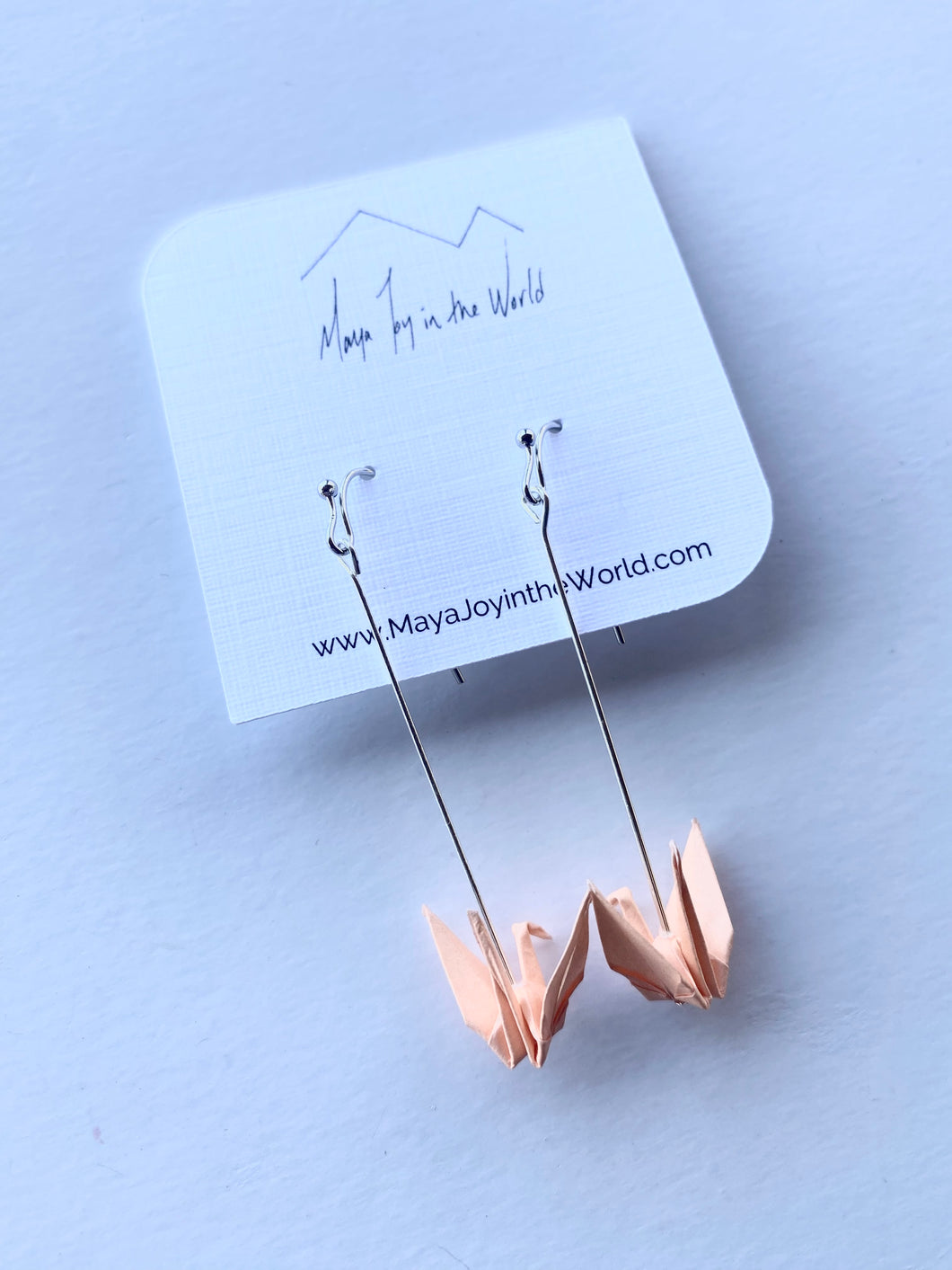 Peach Crane Earrings