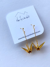 Load image into Gallery viewer, Metallic Gold Crane Earrings