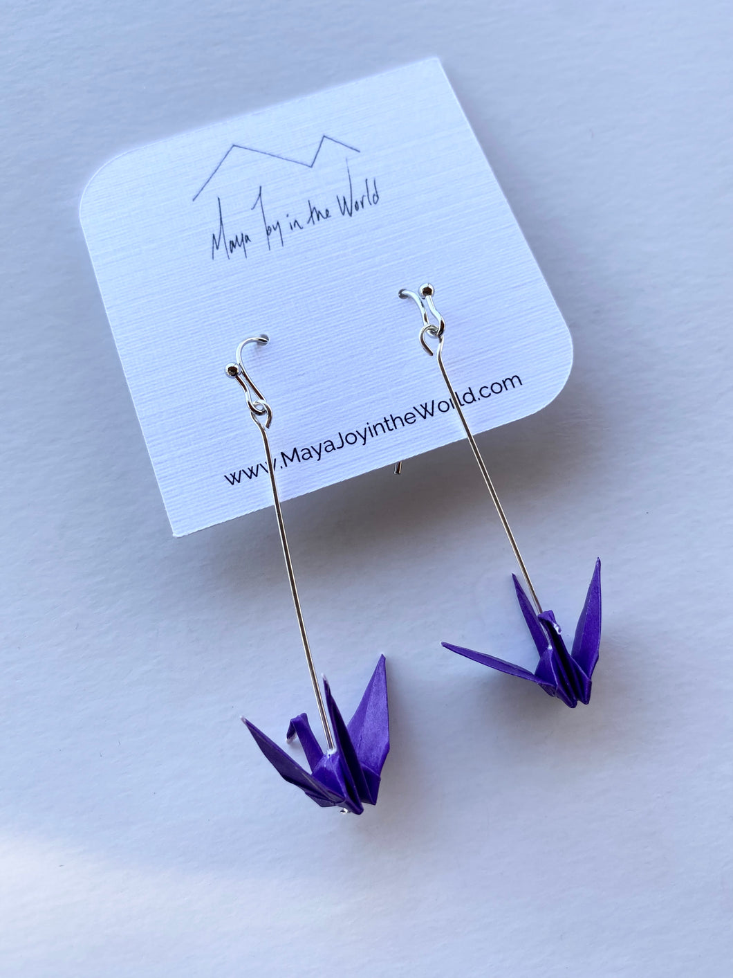 Dark Purple Crane Earrings