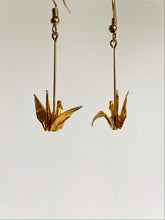 Load image into Gallery viewer, Metallic Gold Crane Earrings