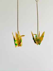 Yellow & Green Crane Earrings