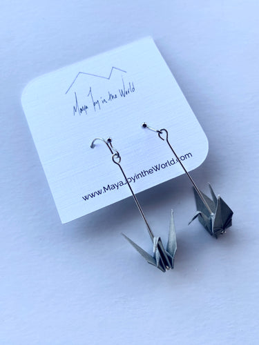 Grey Crane Earrings