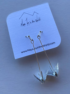 Silver Crane Earrings