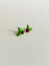 Load image into Gallery viewer, Stud Earrings - Poinsettia, Holly &amp; Snowflake