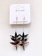 Load image into Gallery viewer, Dark Multi-Color Jungle Spring Leaf Origami Earrings