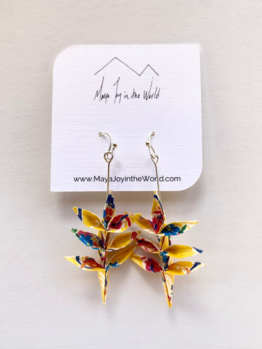 Yellow Multi-Color Spring Leaf Origami Earrings