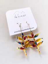 Load image into Gallery viewer, Yellow Multi-Color Spring Leaf Origami Earrings