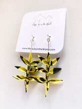 Load image into Gallery viewer, Black &amp; Yellow Jungle Spring Leaf Origami Earrings