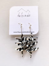Load image into Gallery viewer, Black &amp; White Spring Leaf Origami Earrings
