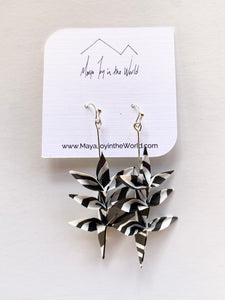 Black & White Spring Leaf Origami Earrings
