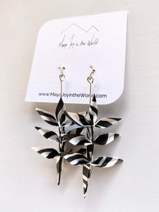 Black & White Spring Leaf Origami Earrings