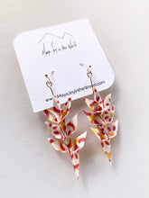 Load image into Gallery viewer, Red, Yellow &amp; White Spring Leaf Origami Earrings