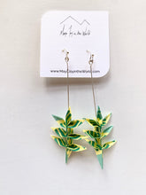 Load image into Gallery viewer, Green &amp; Yellow Spring Leaf Origami Earrings