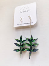 Load image into Gallery viewer, Green &amp; Blue Jungle Spring Leaf Origami Earrings