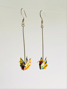 Yellow Multi Color Crane Earrings