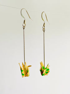 Yellow & Green Crane Earrings