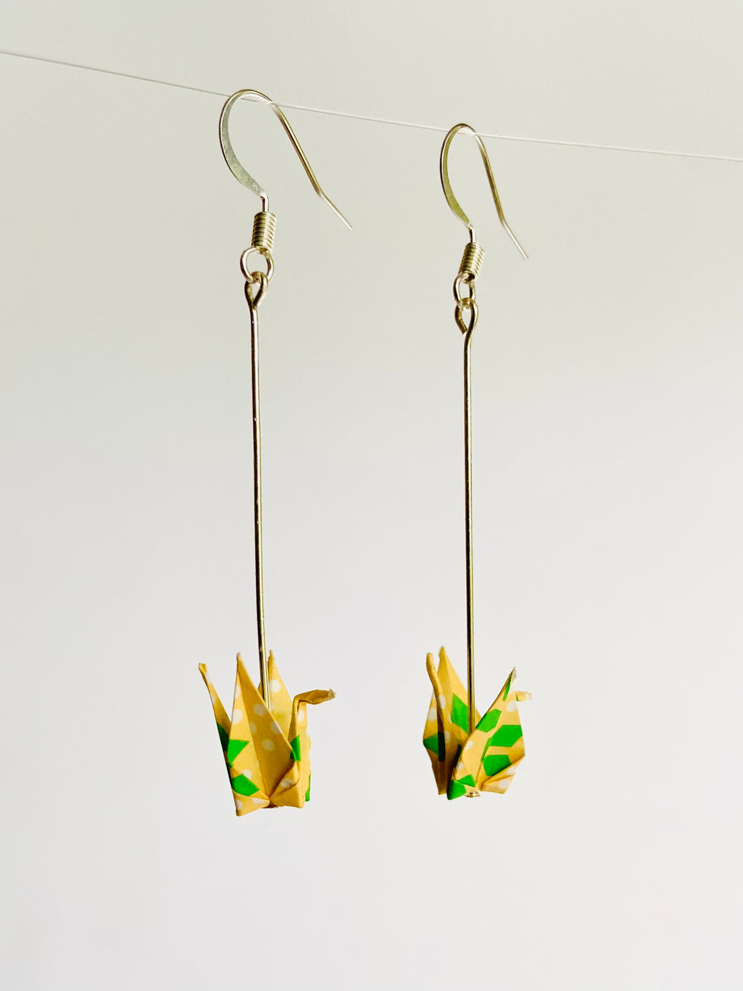 Yellow & Green Crane Earrings