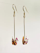 Load image into Gallery viewer, Purple &amp; Orange Crane Earrings