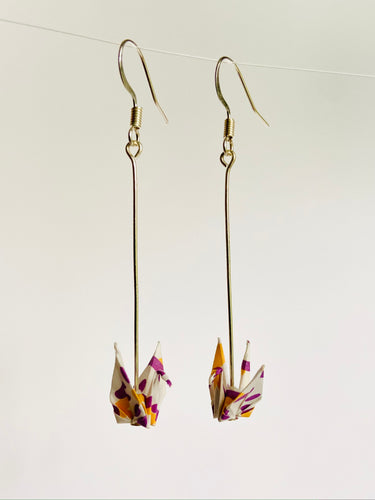 Purple & Orange Crane Earrings