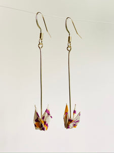 Purple & Orange Crane Earrings
