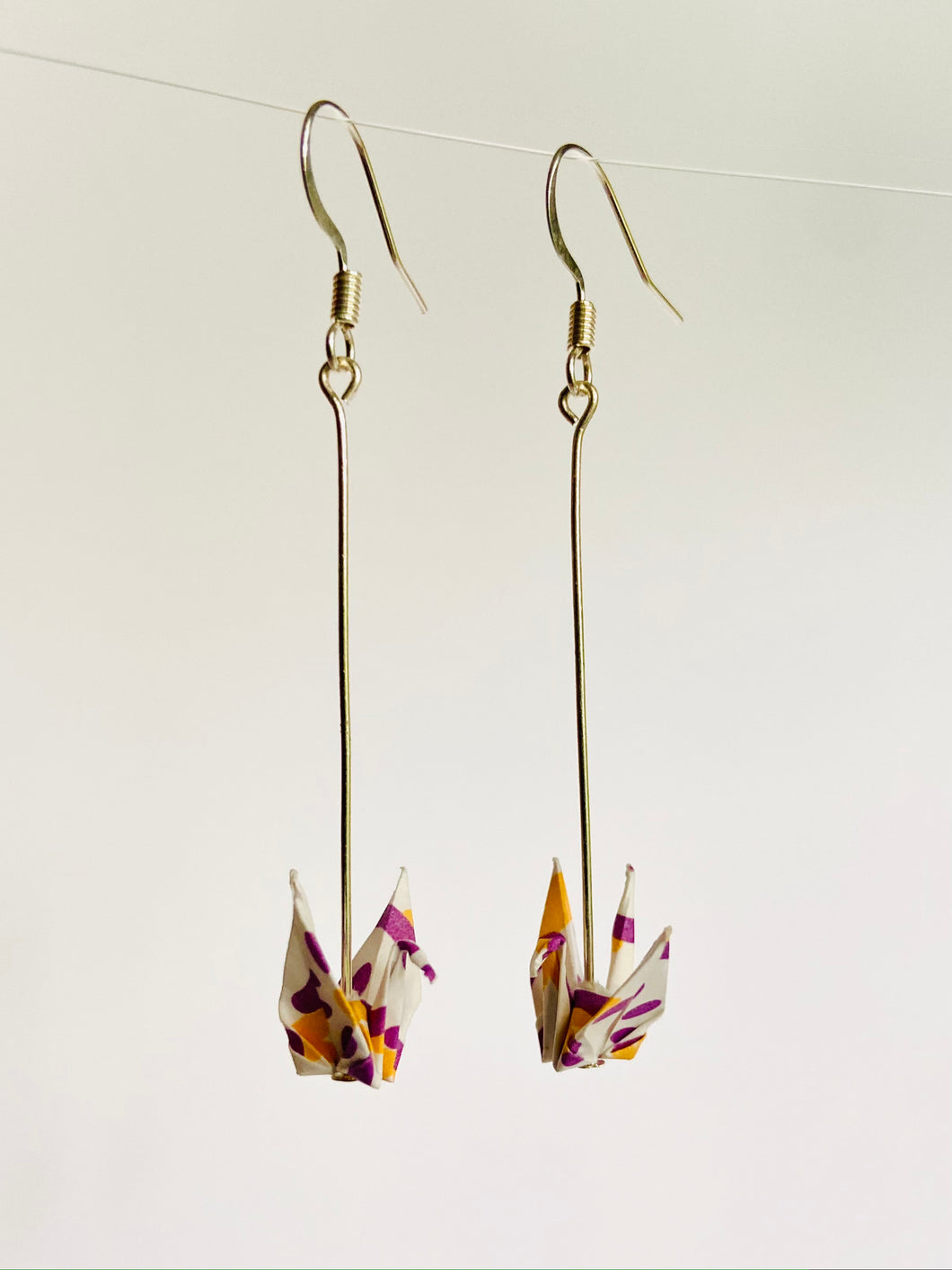 Purple & Orange Crane Earrings