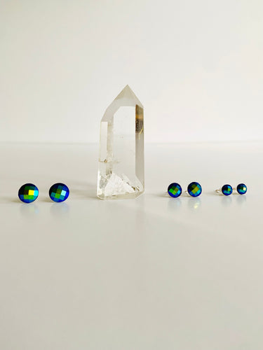 Stud Earrings - Blue Disco Studs
