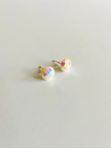 Stud Earrings - White Disco Studs