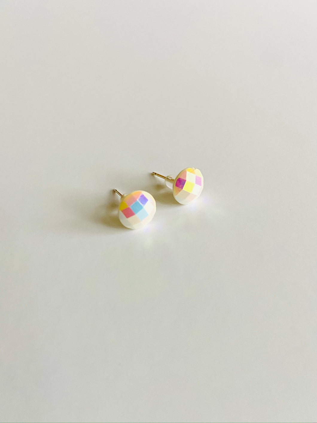 Stud Earrings - White Disco Studs