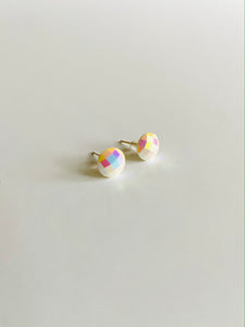 Stud Earrings - White Disco Studs