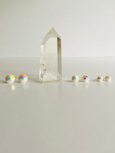 Stud Earrings - White Disco Studs